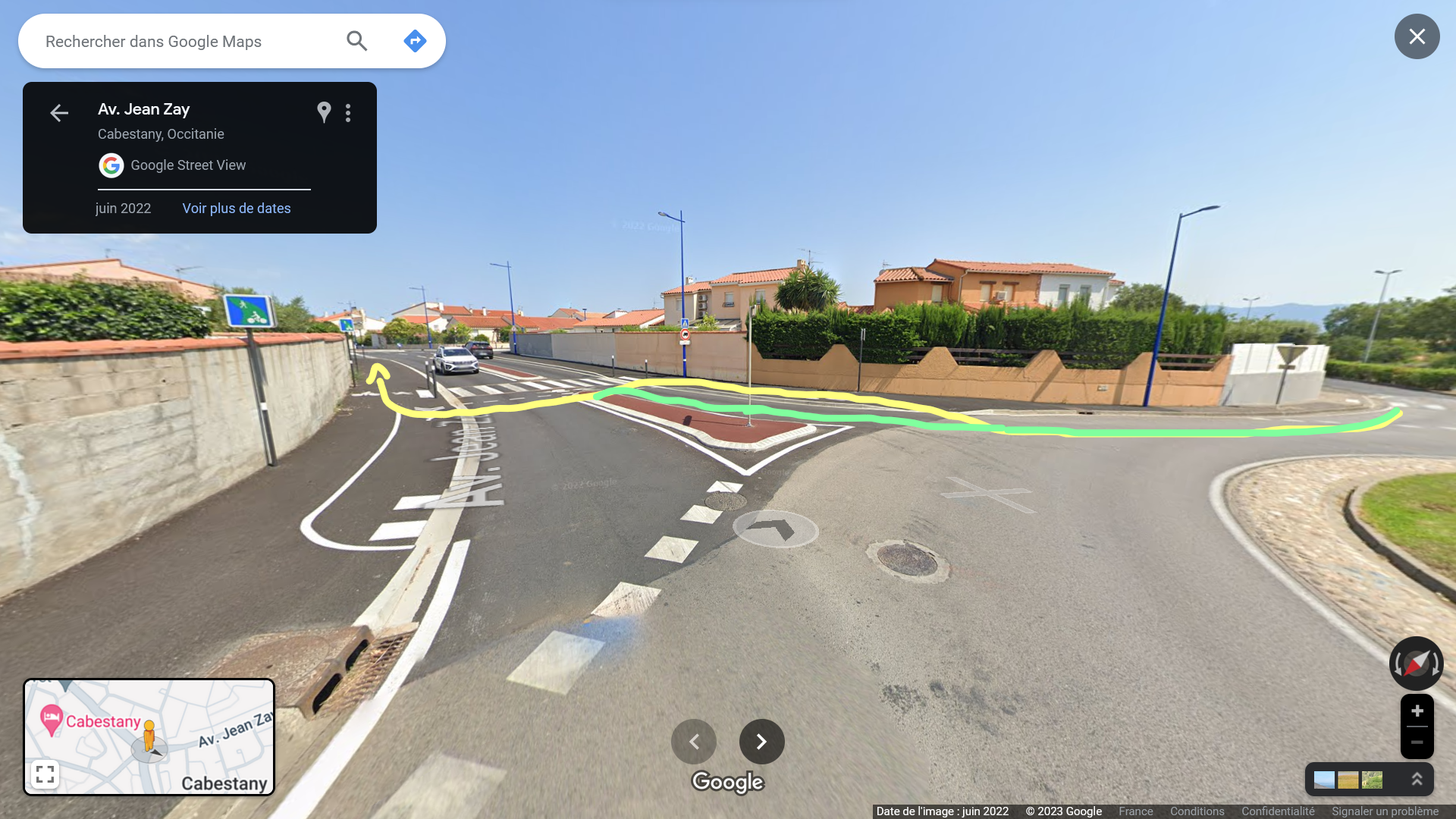 rond-point avenue Jean Zay trajectoires, Cabestany