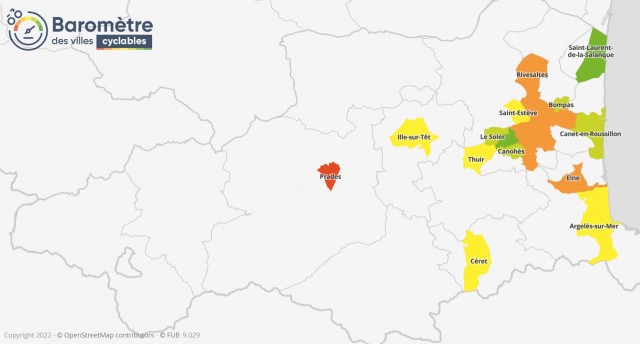baromètre des villes et territoires cyclables 2021 notes pyrénées orientales